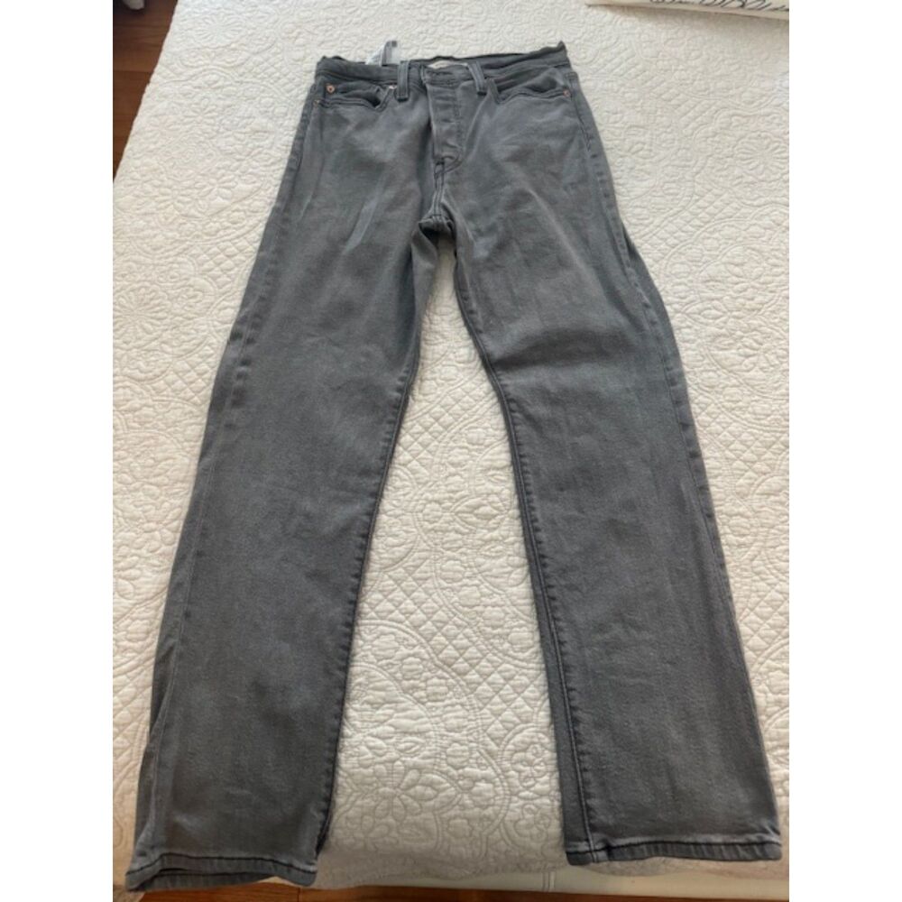 Levi's Wedge Straight button fly high rise black/grey jeans, sz 28